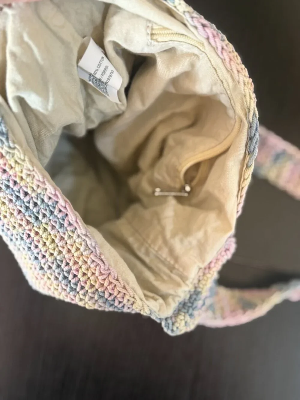 Wild fable Crochet purse shoulder bag boho pastel lined clean
